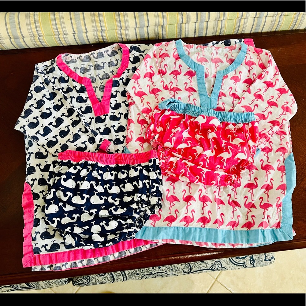 PBK set of 2 swimsuit cover ups & matching diaper covers. Size 6-12 months.